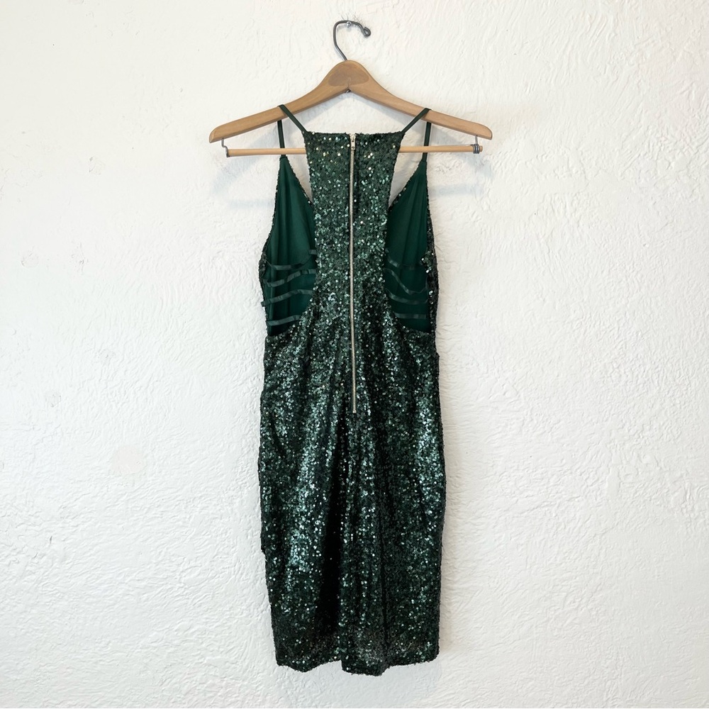 Banjul Dress Emerald Green Sequin Cutout Sides Small S - Picture 4 of 11